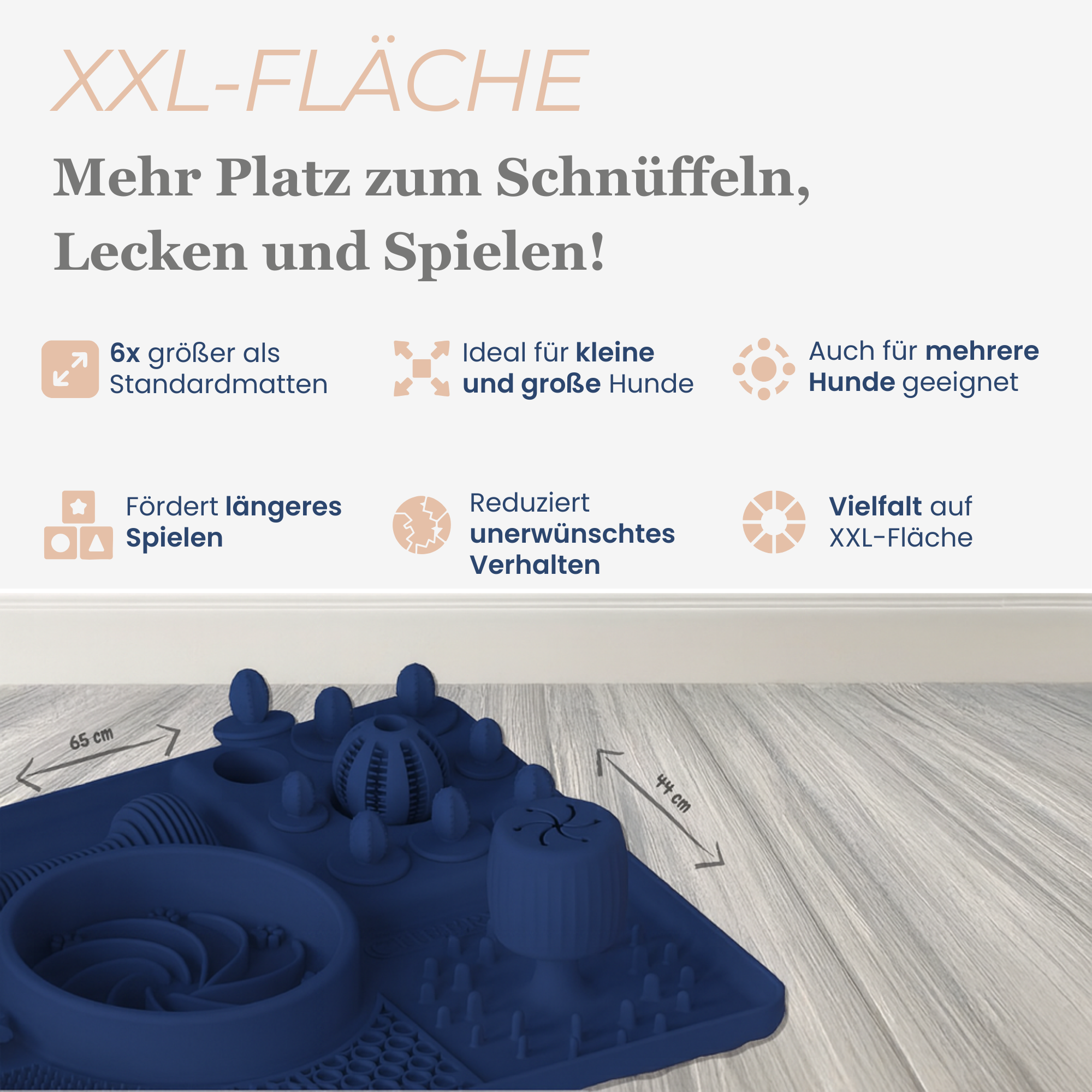 XXL Hundespielmatte blau mit Maßen 65 x 44 cm und Vorteilen für Hunde