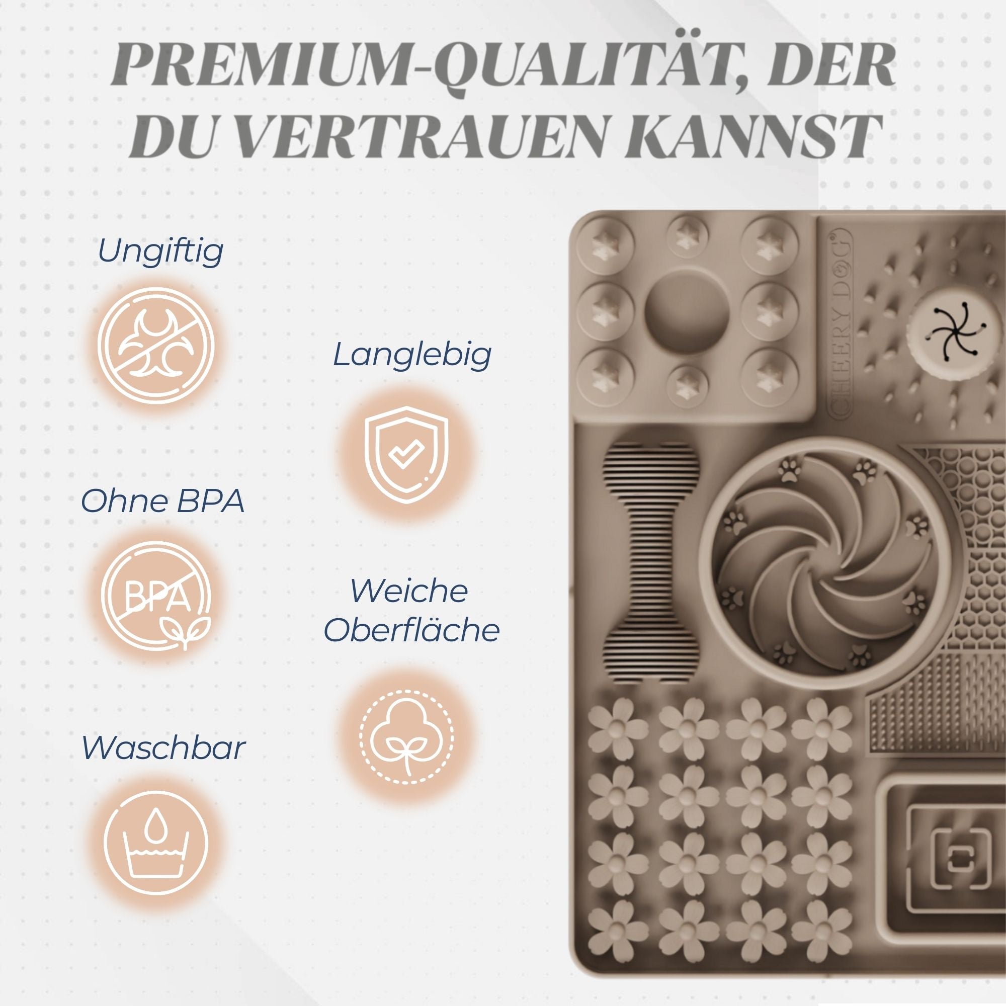 Beige Hundematte mit Premium-Qualität Eigenschaften wie langlebig und ungiftig