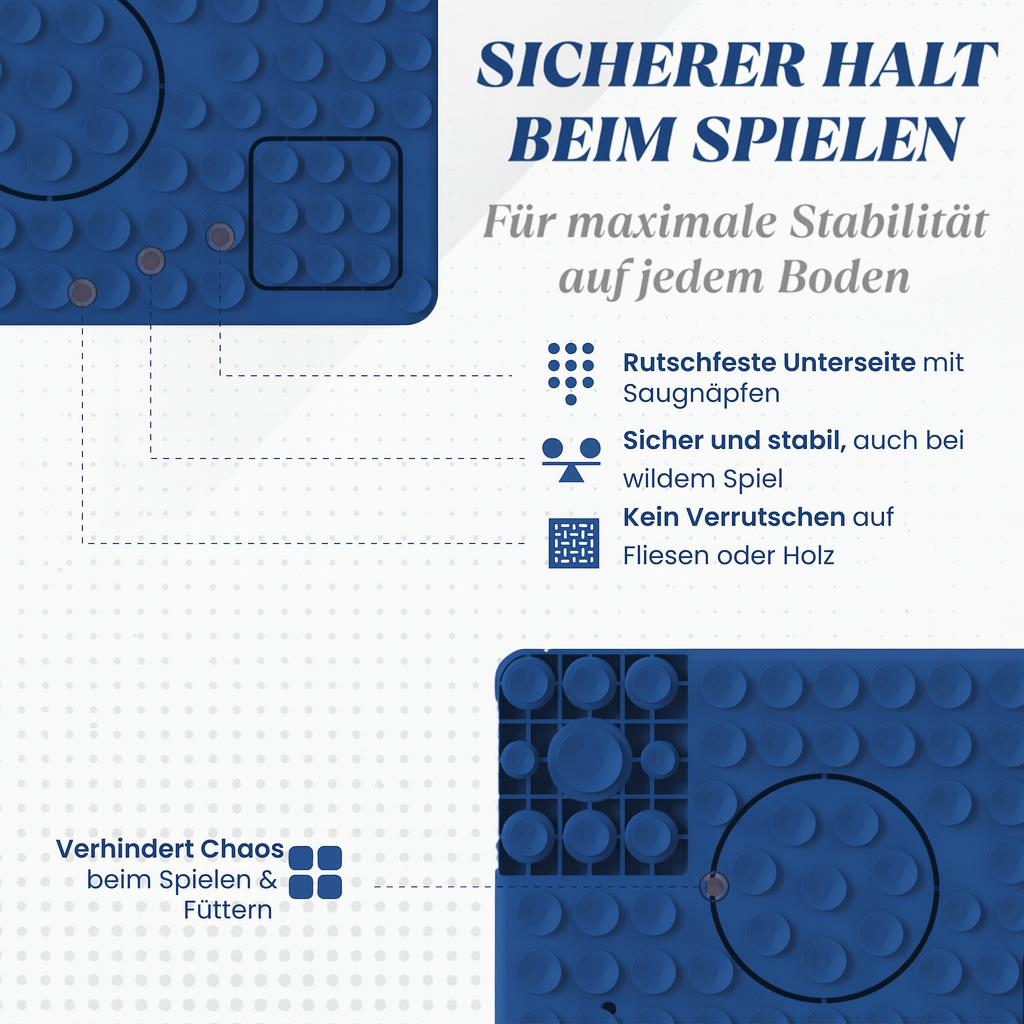Blaue Hundematte mit rutschfester Unterseite und Saugnäpfen für sicheren Halt